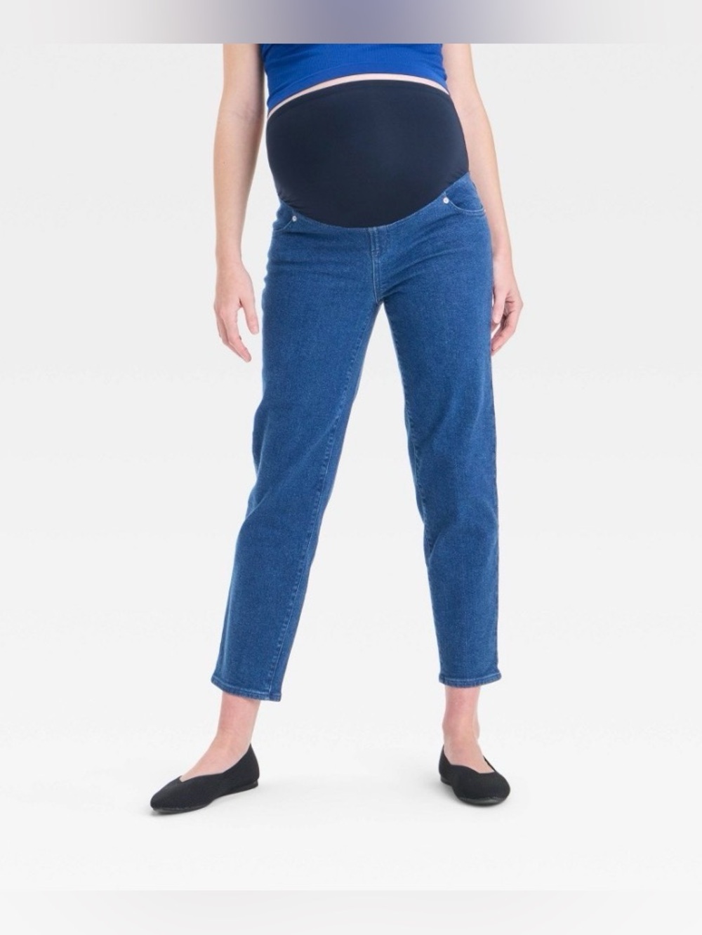 Ingrid & Isabel Dark Blue Maternity Cropped Straight Jeans